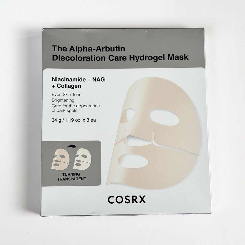 COSRX The Alpha-Arbutin Discoloration Care Hydrogel Face Masks Skincare 3 EA NEW